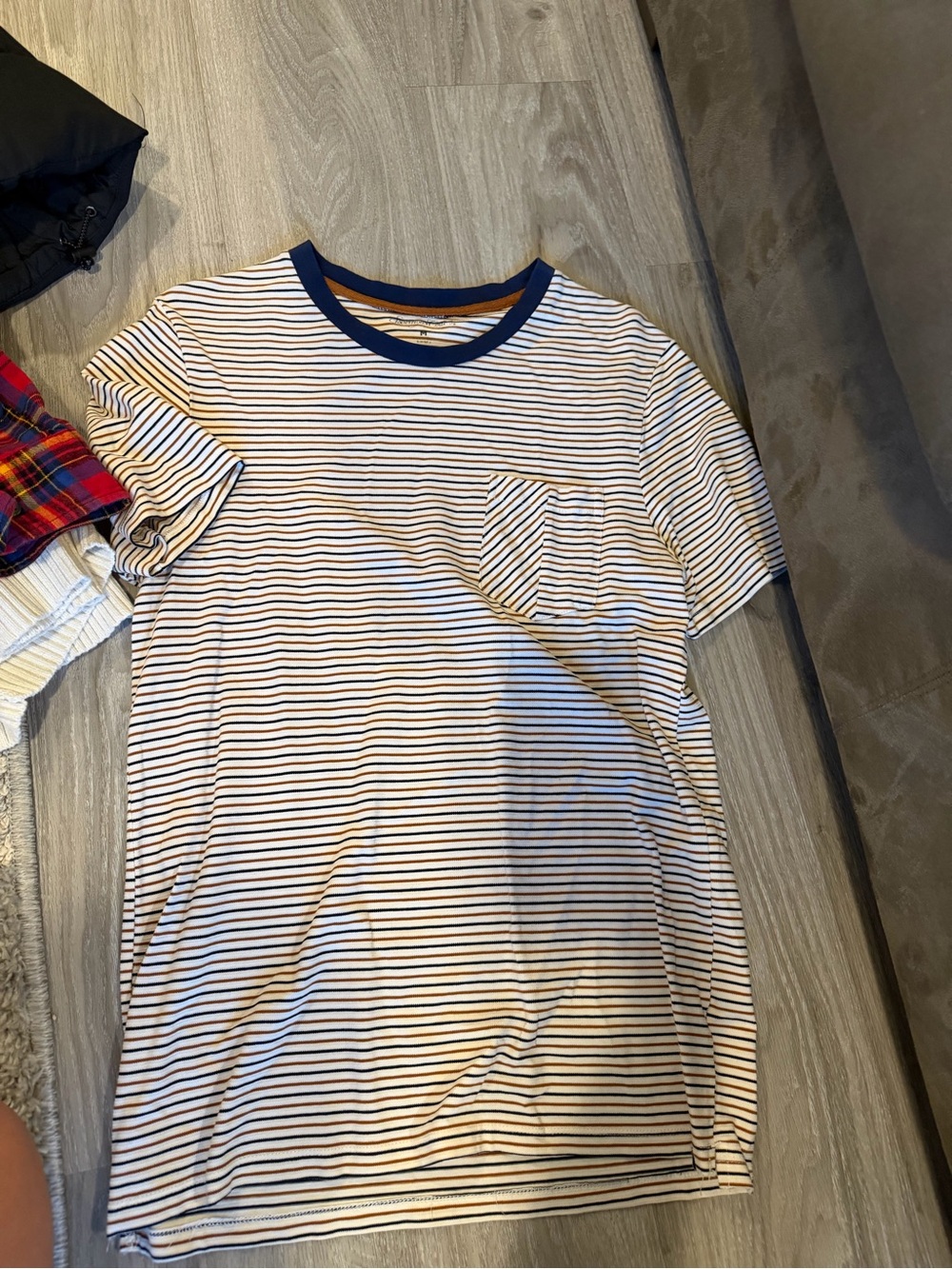 Sovereign Code Navy-Trim White & Navy Striped Pocket Tee
